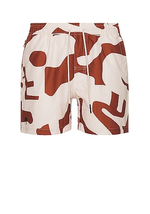 OAS Russet Puzzlotec Swim Short in RED - Red. Size L (also in XL/1X).