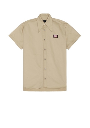 Willy Chavarria Pachuco Work Shirt in Khaki - Tan. Size L (also in S).
