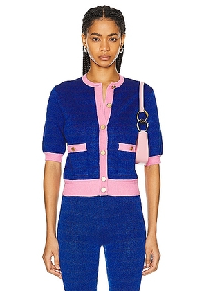 Bally Short Sleeve Cardigan in Marine - Royal. Size 36 (also in 38, 40, 44).