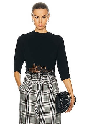 Monse Short Sleeve Lace Hem Sweater in Black - Black. Size S (also in XS).