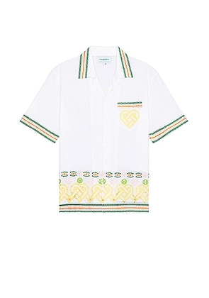Casablanca Broderi Anglaise Gradient Hearts Cotton Shirt in White - Ivory. Size M (also in S, XL).