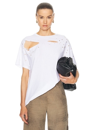 Interior The Diamante Mandy Crystal Embelllished T-shirt in White - White. Size L (also in M, S, XS).