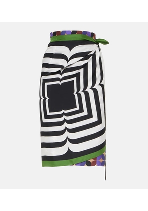Dries Van Noten Printed silk wrap skirt