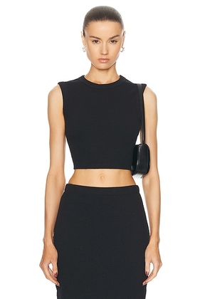 Enza Costa Textured Jacquard Cropped Tank Top in Black - Black. Size L (also in M, S, XS).