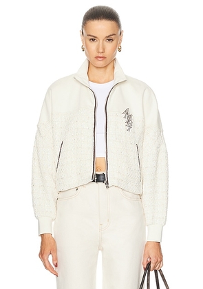 Amiri Boucle Hybrid Track Jacket in Alabaster - Beige. Size M (also in S, XS).