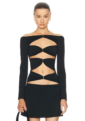 Sid Neigum D Ring Slit Top in Black - Black. Size L (also in M, S, XL, XS).