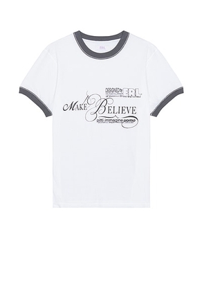 ERL Unisex Make Believe T-Shirt Knit in White - White. Size L (also in M, S, XL).