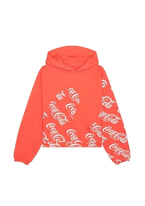ERL Men Coca Cola Swirl Hoodie Knit in Red - Red. Size L (also in S).