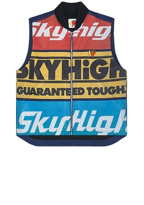 Sky High Farm Workwear Construction Graphic Logo Vest in Multi - Blue. Size M (also in L, XL).
