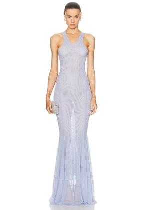 Norma Kamali Racer Fishtail Gown in Misty Blue - Blue. Size L (also in M, S, XL).