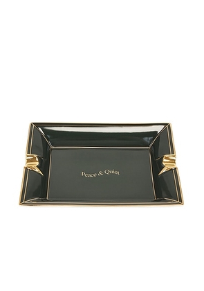 Museum of Peace and Quiet Wordmark Ash Tray in Forest & Gold - Dark Green. Size all.