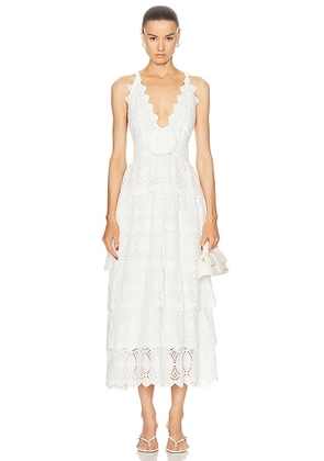 LoveShackFancy Nevis Dress in Off White - White. Size 0 (also in 2, 4, 6, 8).