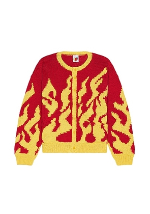Sky High Farm Workwear Flame Hand Knit Cardigan in Red - Red. Size L (also in M).