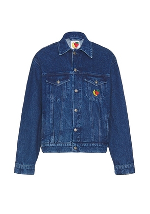 Sky High Farm Workwear Perennial Logo Denim Trucker Jacket in Blue - Denim-Medium. Size L (also in M, XL).