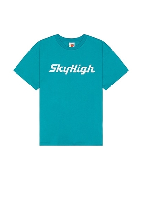 Sky High Farm Workwear Construction Graphic Logo #1 T Shirt in Teal - Blue. Size L (also in M, S, XL).
