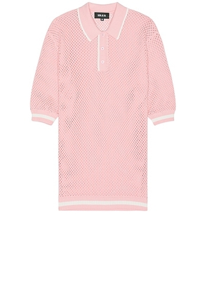 SER.O.YA Zane Crochet Polo in Pink & White - Pink. Size L (also in M, S, XL/1X).