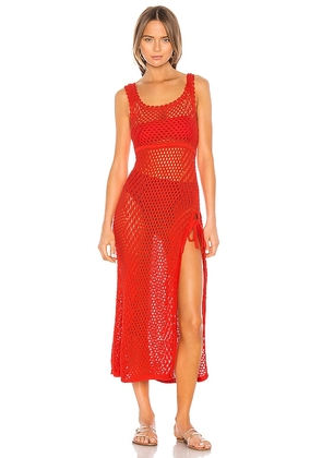 Camila Coelho Athena Crochet Dress in Red. Size L, S, XL, XS, XXS.
