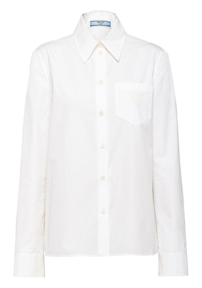 Prada logo-embroidered poplin shirt - White