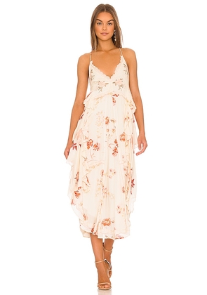 Free People Audrey Printed Maxi Dress in Cream. Size XS.