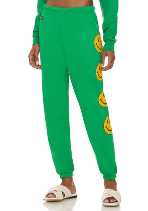 Aviator Nation Smiley 2 Sweatpant in Green. Size M, S, XL.