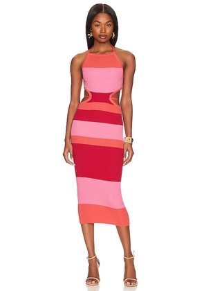 Camila Coelho Emlyn Stripe Knit Dress in Pink. Size L, S, XL, XS, XXS.