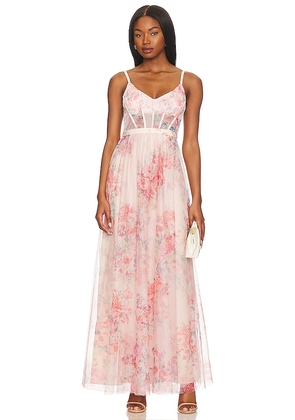 BCBGMAXAZRIA Long Evening Dress in Peach. Size 4, 8.