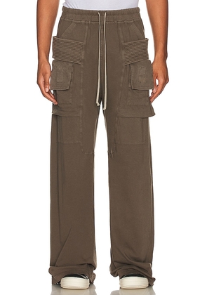 DRKSHDW by Rick Owens Creatch Cargo Drawstring Pants in Brown. Size M, XL/1X.