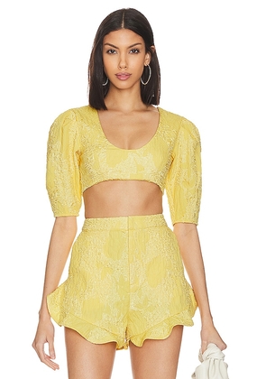 Camila Coelho Kahlo Crop Top in Yellow. Size M, S, XS.