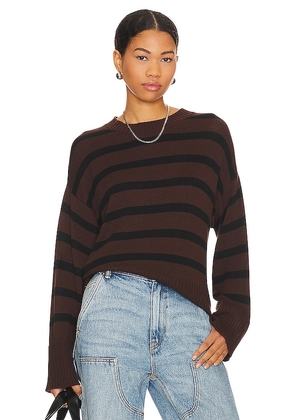 Central Park West Briar Stripe Crew Neck Sweater in Brown. Size XS.