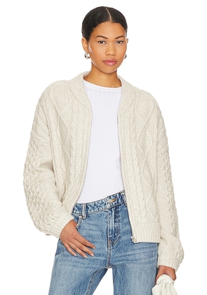 Central Park West Savannah Zip Up Sweater in Ivory. Size L, S, XS.