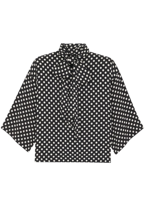 Saint Laurent polka-dot pussy-bow blouse - Black