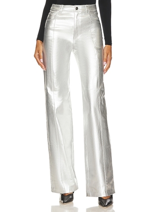 Cinq a Sept Foiled Francine Pant in Metallic Silver. Size 12.