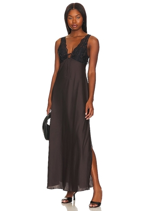 Free People x Intimately FP Country Side Maxi Slip In Hot Fudge in Chocolate. Size S.