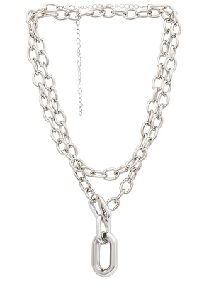 Amber Sceats Large Chain Layered Necklace in Metallic Silver.