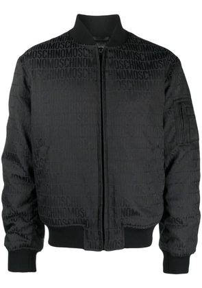 Moschino all-over-logo-print cotton bomber jacket - Black