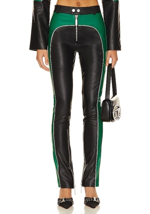 Camila Coelho Biker Leather Pants in Green,Black. Size S, XS, XXS.