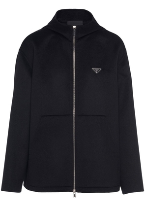 Prada triangle-logo zip-up hoodie - Black