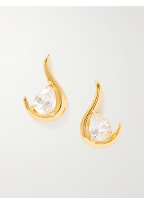 Anissa Kermiche - Grande Poire De Feu Gold Vermeil Cubic Zirconia Earrings - One size