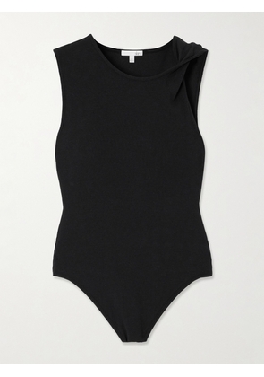 Skin - Narella Twisted Stretch-pima Cotton And Modal-blend Thong Bodysuit - Black - 0,1,2,3,4,5