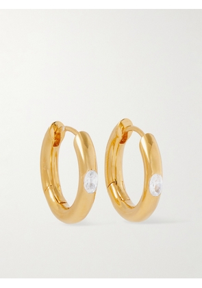 Anissa Kermiche - Heartbreaker Gold Vermeil Cubic Zirconia Hoop Earrings - One size
