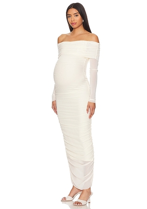 BUMPSUIT Off The Shoulder Mesh Dress in White. Size L, S, XS.