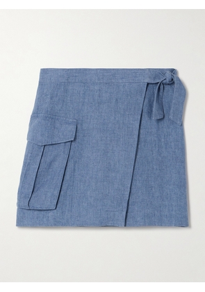 Polo Ralph Lauren - Linen Mini Wrap Skirt - Blue - US0,US2,US4,US6,US8,US10,US12,US14
