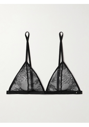 Anine Bing - Eileen Satin-trimmed Chantilly Lace Soft-cup Triangle Bra - Black - x small,small,medium,large
