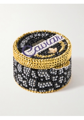 Judith Leiber Couture - World’s Best Caviar Crystal-embellished Silver-tone Pill Box - Black - One size
