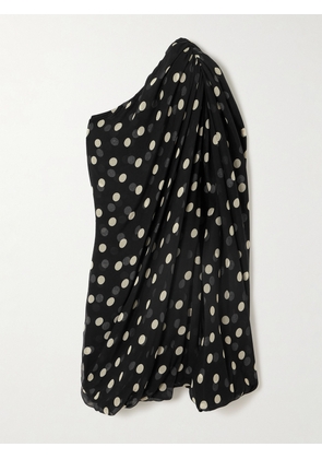 Stella McCartney - One-shoulder Draped Polka-dot Silk-voile Mini Dress - Black - IT34,IT36,IT38,IT40,IT42,IT44,IT46