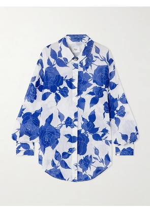 Aje - Belonging Oversized Floral-print Linen Shirt - Blue - UK 6,UK 8,UK 10,UK 12,UK 14