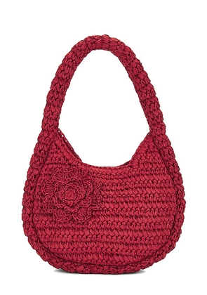 Damson Madder Rosette Straw Bag in Red.