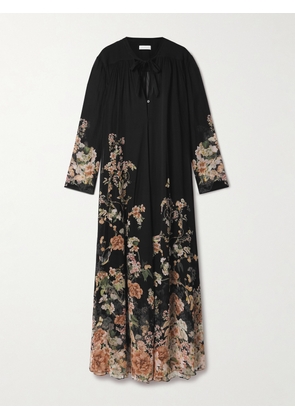 Zimmermann - + Net Sustain Natura Floral-print Crepe De Chine Maxi Dress - Black - 00,0,1,2,3,4
