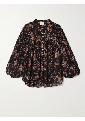 Isabel Marant - Kiledia Printed Cotton And Silk-blend Crepe Blouse - Black - FR34,FR36,FR38,FR40,FR42,FR44