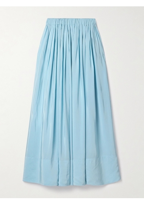 Co - Pleated Habotai Maxi Skirt - Blue - x small,small,medium,large,x large